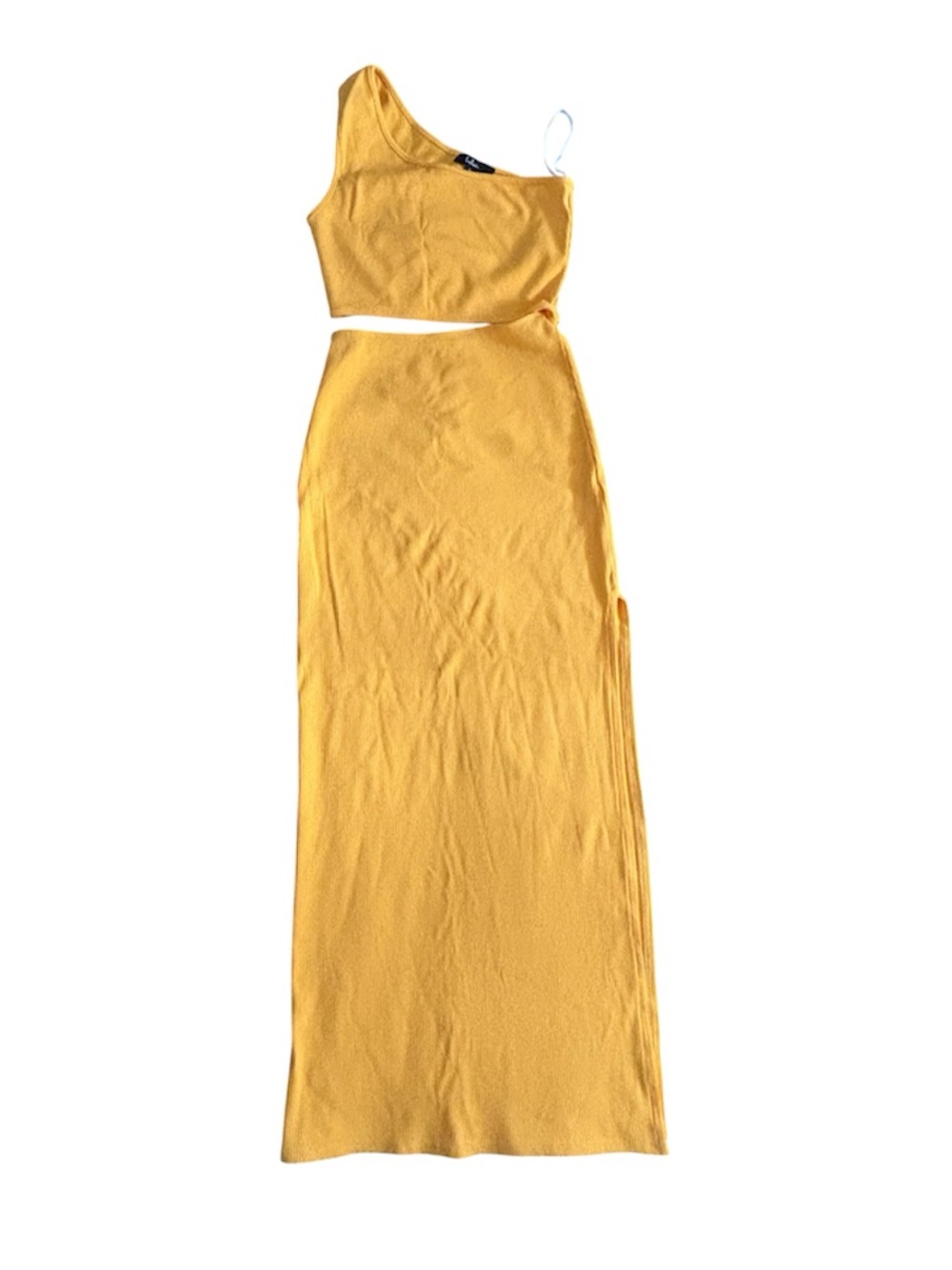 Lulu's Mustard Yellow Ribbed One-Shoulder Top